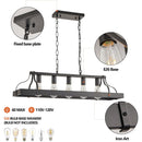 34-Inch Black Industrial Pendant Light with 5 E26 Bulb Sockets, Adjustable Chain Height – Modern Farmhouse Linear Chandelier for Dining Room, Kitchen Island, or Living Room (Bulb Not Included)