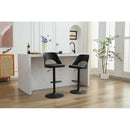 Bar Stools Set of 2 Modern Black PU Counter Height Barstool, High Padded Swivel Adjustable Barstools with Back for Bar Counter and Kitchen Island