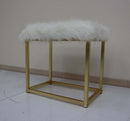 Adao Vanity Mirror & Stool, Faux Fur, Mirror, Pink & Gold Finish