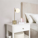 Ethereal - Modern Small Table Lamp, Desk Lamp Fixture With Globe Shade - Gold / White by HouseOfZazla