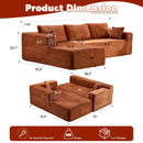Compression Sectional Couch With Comfy Chaise, Boneless L Shape Sofa With Deep Seat by HouseOfZazla