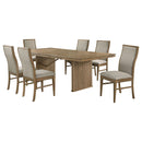 Dreydon - 7 Piece Dining Set With Upholstered Chairs - Light Brown by HouseOfZazla