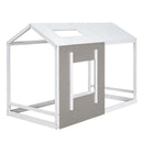 Twin Size House Platform Bed With Roof And Window - Natural / White by HouseOfZazla