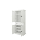 71" Kitchen Pantry Storage Cabinet, with 4 Doors, Drawer, 2 Adjustable Shelves, Freestanding Cupboard for Dining Room Living Room, Laundry-White