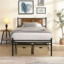 ModerMetal Bedframe With Wood Panel Headboard by Unique Piece Furniture
