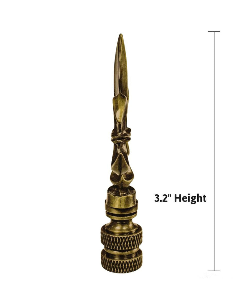 Fleur De Lis Antique Brass Lamp Finial 3.2"h