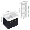 Modern Wall Mounted Bathroom Vanity with Resin Sink and Storage Rack