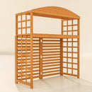 Outsunny Wood Air Conditioner Fence, Outdoor Privacy Screen Potting Table with Shelves by HouseOfZazla