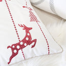 Christmas Throw Pillow With Embroidered Reindeer And Snowflakes - White by Unique Piece Furniture