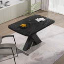 Modern Rectangle Dining Table With Stretchable TopAnd X Shape Legs