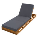 Lounge Chaise Set, Acacia Solid Wood with Lounge Cushion