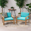 Antoine Outdoor Acacia Wood Club Chairs With Cushions (Set of 2) by HouseOfZazla