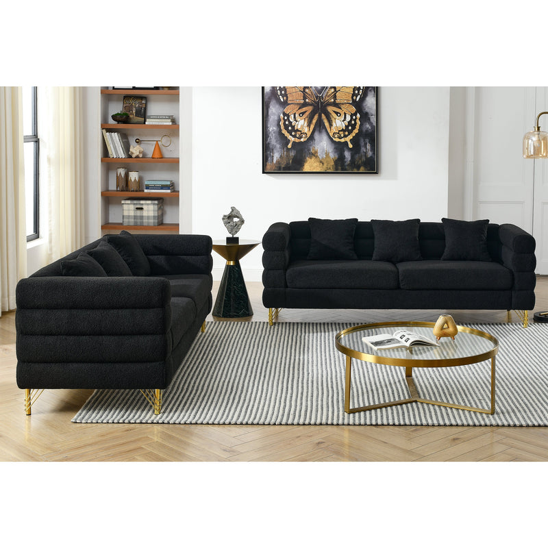 3-seater + 3-seater Combination sofa.BLACK teddy