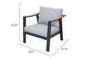 Nova 4-Piece Aluminum & Teak Sofa Set with Stationary Chairs