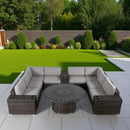 Patio Seating Group With Cushions And Fire Pit - Espresso by HouseOfZazla