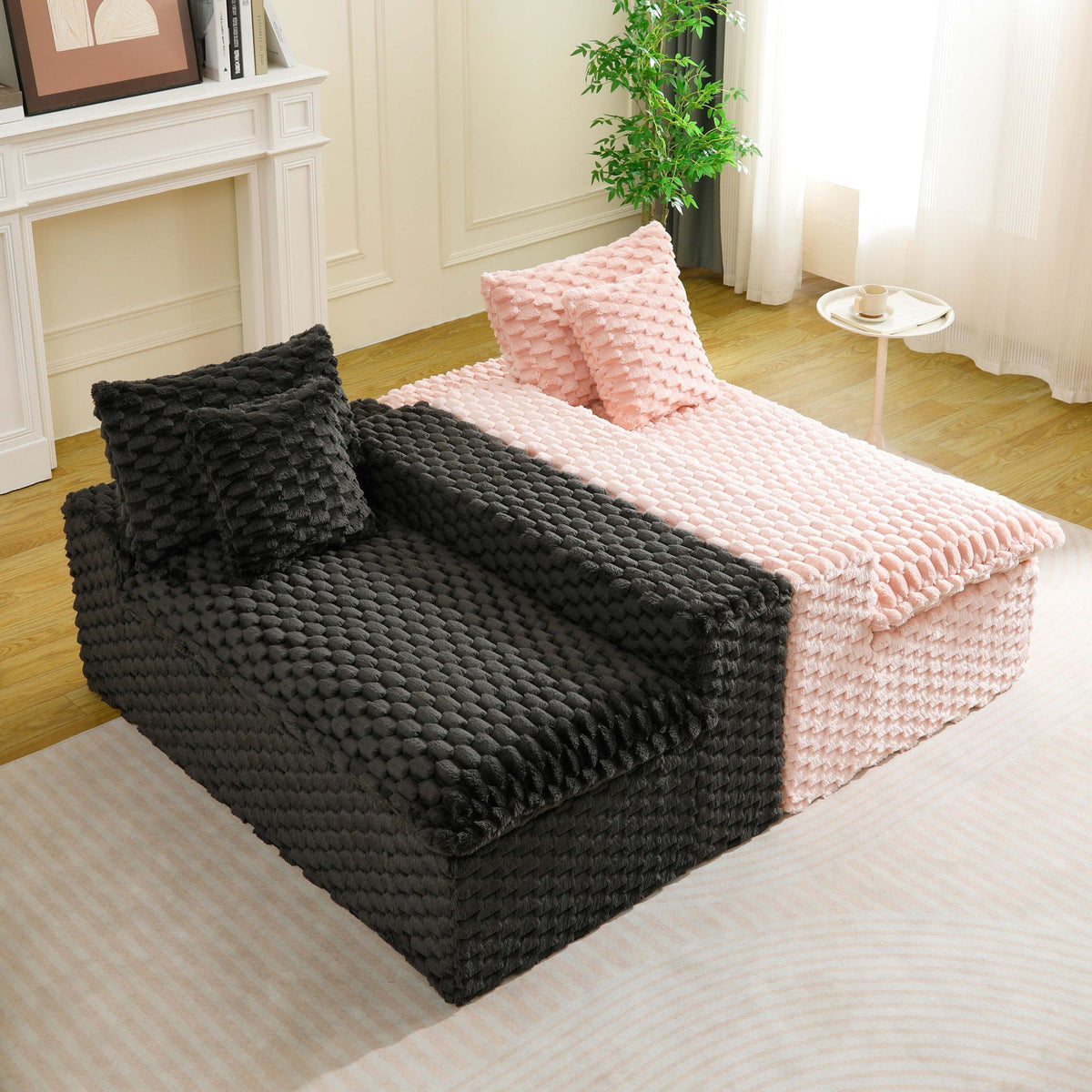 Multifunctional Sofa Pink Black, Fits 4 People, photo 22 of 40