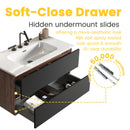 Gloria 36" Wall Mounted Soft Black Bathroom Vanity