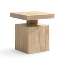 Calder 18' Solid Square Reclaimed Elm Block Plinth Side Table, Heritage Light Natural Brown
