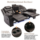 3 Pieces Recliner Sofa Sets Home Theater Seating Manual Recliner Chair With Center Console And LED Light Strip For Living Room by Unique Piece Furniture