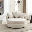 360° Swivel Accent Barrel Chair With Storage Ottoman & 4 Pillows, Modern Leisure Chair Round Accent For Living Room by HouseOfZazla