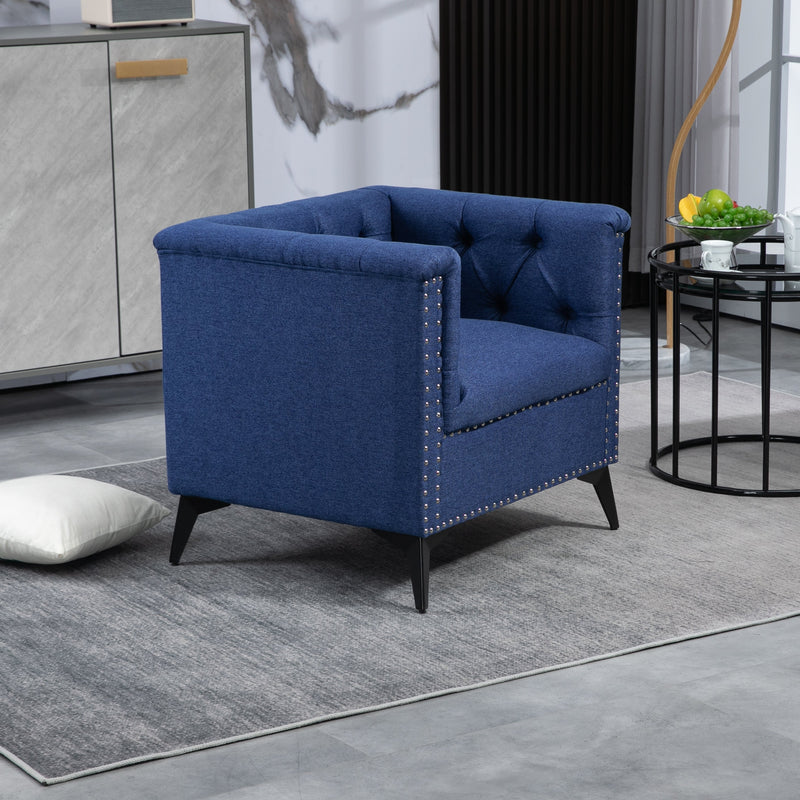 Accent Chair Living Room Chairs Single Sofa Chair,Arm Chairs with Linen Fabric, Mid Century Accent Arm Chairs Comfy Reading Lounge Club Armchair for Bedroom Office Study