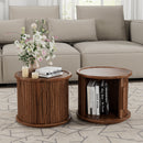 4-Piece Round Coffee Table Set with Sliding Door Storage by HouseOfZazla