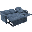 2-in-1 Sofa 82' Three-seater Sofa with Sofa Bed and Reversible Recliner, Blue Chenille