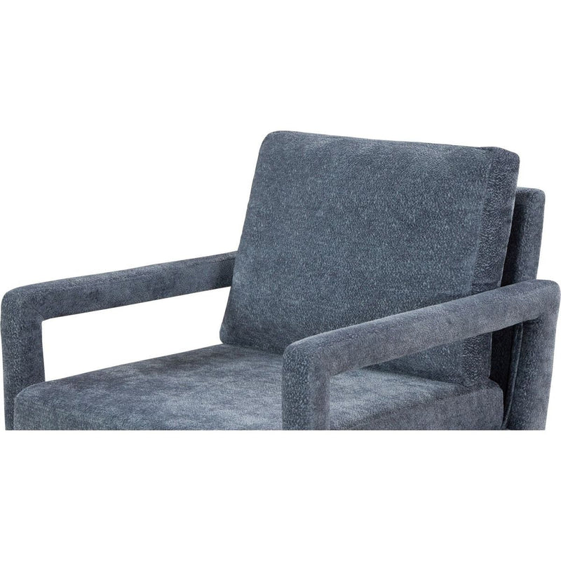 Mid-Century Armchair, Accent Chair with Chenille Armrest & Soft Cushion for Living Room, Bedroom, Home Office, Study, Dark Grayish Blue