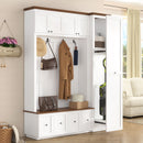 Entryway Hall Tree With Storage Bench, Coat Rack Shoe Bench With Cabinets