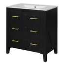 Retro Bathroom Vanity With Sink Combo, Free Standing Single Set With 3 Drawers by Unique Piece Furniture