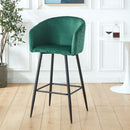 Counter Height Bar Stool, Metal Legs, Velvet Upholstered For Pub, Restaurant, Kitchen Island (Set of 2) - Black / Green by HouseOfZazla
