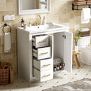 Ceramic Sink Combo, Freestanding Vanity Set With 3 Drawers & Soft Closing Doors by Unique Piece Furniture