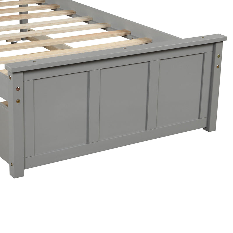 Platform Bed With Twin Trundle And Frame, Twin Size - Gray, photo 3 of 11