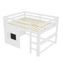 Full Size Loft Bed With Sliding Chalkboard & Bookshelf