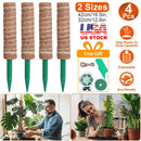 4Pcs Coco Coir Extendable Moss Pole for Climbing Plants Plant Support with 10 Labels 6.6Feet Jute Rope 6.6 Feet Fasten Strap 65.6 Feet Twist Tie Indoo