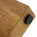 A modern and practical circular dining table. Made of MDF tabletop and wooden MDF table legs. A set of 4 brown cushioned chairs.