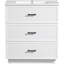 30 Inch Bathroom Vanity with Ceramic Sink Combo Set, Modern Freestanding Bathroom Storage Cabinet with 2 Drawers, Floor Standing Bath Vanity, White