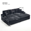 Convertible Sectional Sofa Bed Set With Armrest Storage, Cup Holder, USB - Black by Unique Piece Furniture