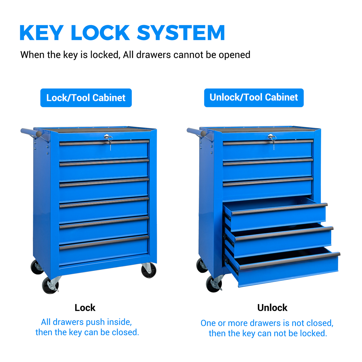 Rolling Metal Tool Chest with 6 Drawers - Blue, photo 10 of 10