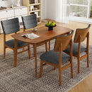 Mid Century Modern Dining Table Set For 4, Solid Wood Dining Table And Solid Wood Chairs, 5 Pieces Farmhouse Dining Table And 4 Upholstered Chairs - Brown / Gray by HouseOfZazla