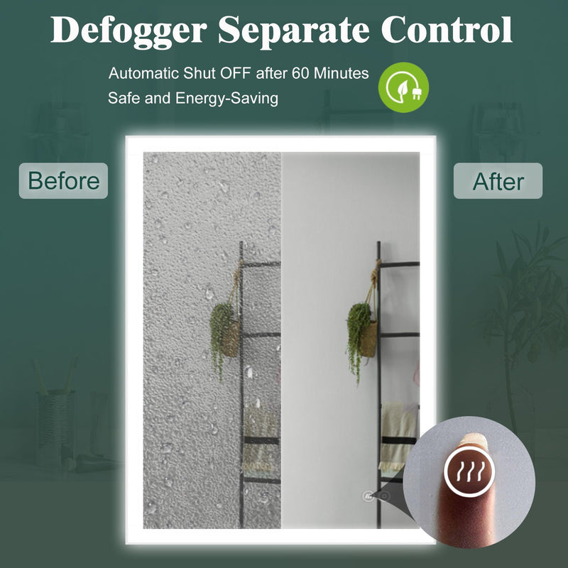 24x32 Inch LED Bathroom Mirror, Bathroom Vanity Mirror with Lights, Backlit and Front Lighted Mirror for Bathroom, Anti-Fog Dimmable Makeup Lighted Mirror with Touch Button, Horizontal/Vertical