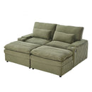 Convertible Loveseat Sofa With Storage, USB Ports, Cup Holders