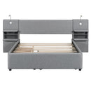 Upholstered Platform Bed With Reading Lights, Drawers, Trundle And Shelves by HouseOfZazla