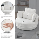 39" W Oversized Swivel Chair with moon storage ottoman for Living Room, Modern Accent Round Loveseat Circle Swivel Barrel Chairs for Bedroom Cuddle Sofa Chair Lounger Armchair, 4 Pillows, Teddy Fabric