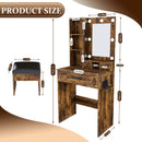 Vanity Desk Set with LED Lighted Mirror & Padded Stool