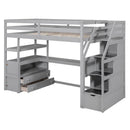 Loft Bed With Desk, Shelves, 2 Drawers, Storage Staircase by HouseOfZazla