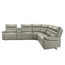 Jayke - Power Motion Sectional Sofa - Light Gray Top Grain Leather Match by Unique Piece Furniture