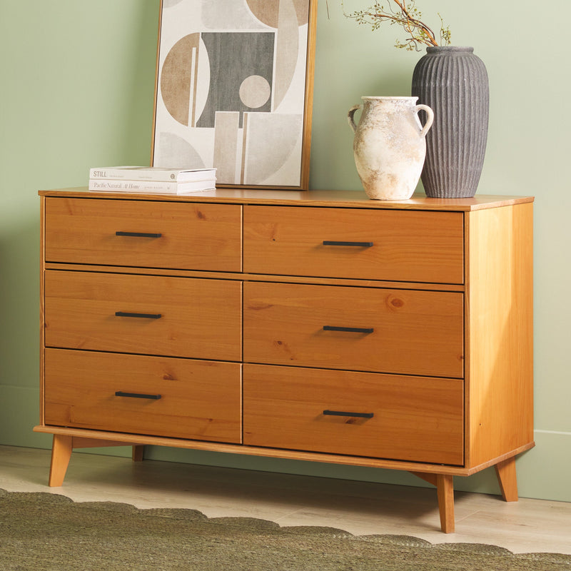 Sloane 6-Drawer Modern Solid Wood Dresser with Metal Handles