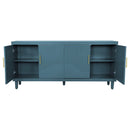 4 Door Cabinet, Large Storage For Living Room - Blue