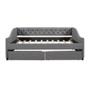 Upholstered Daybed With Two Drawers, Wood Slat Support by HouseOfZazla